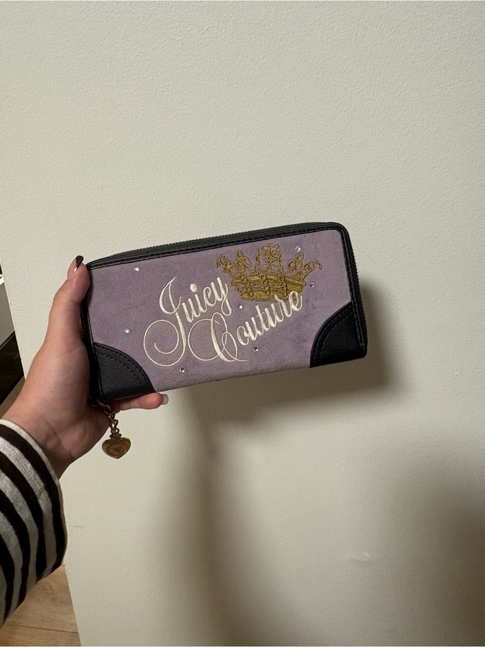 Juicy Couture Lavender Zip-Around Wallet with Gold Crown Accent